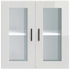 Armário de parede cozinha porta vidro Porto branco alto brilho