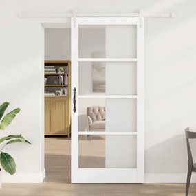 Conjunto de Porta Deslizante vidaXL com Ferragens Brancas 93x211 cm Madeira Maciça de Pinho