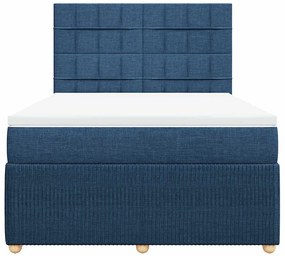 Cama com molas/colchão 140x200 cm tecido azul