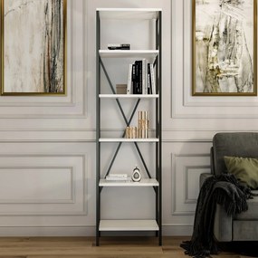 Estante Suadiye – Branco/Preto – 50x180x30 cm