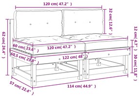 Sofás de centro com almofadões 2 pcs pinho maciço cinzento