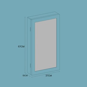Armário para joias com espelho suspenso 37 x 67 x 10,5 cm branco