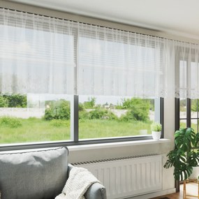 Cortina de Renda com cortinas Floral Branco 500 x 120 cm Poliéster