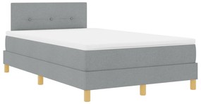 Cama Box Spring com Colchão Cinza Claro 120x190 cm Tecido