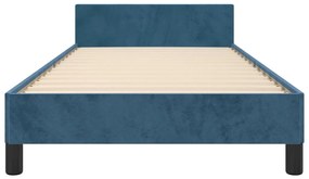 Estrutura de cama sem colchão 90x190 cm veludo azul-escuro