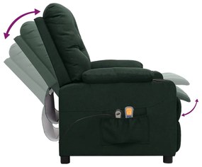 Poltrona de massagens elétrica tecido verde-escuro