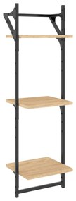 Estante 3 prateleiras + barras 2pcs 30x25x100cm carvalho sonoma