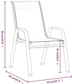 Cadeiras de jardim empilháveis 2 pcs textilene cinzento