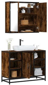 vidaXL 2 pcs conj. móveis casa de banho derivados madeira cor fumado