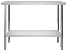 Mesa trabalho cozinha c/ prateleira 120x60x120cm aço inoxidável