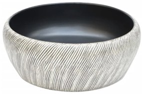 Lavatório de bancada redondo Φ41x14 cm cerâmica preto/cinzento