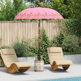 vidaXL Parasol Balinês 260 Rosa 180-190 cm Algodão e madeira sólida