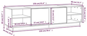 Móvel de TV 156x40x40 cm madeira de pinho maciça branco