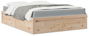 vidaXL Cama com colchão 140x200 cm madeira de pinho maciça