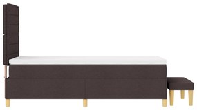 Cama Box Spring com Colchão &amp; Banco Marrom Escuro 80x200 cm Tecido