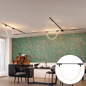 Sistema de iluminação de trilho com 6 luzes de teto e 2 pendentes pretas monofásicas - Magnetic Marra Tautau