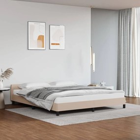 347512 vidaXL Estrutura cama cabeceira 160x200 cm couro artificial cappuccino