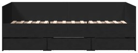 Sofá-cama com gavetas sem colchão 75x190 cm preto