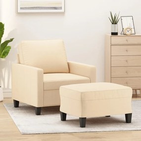 vidaXL Poltrona com apoio de pés 60 cm tecido cor creme
