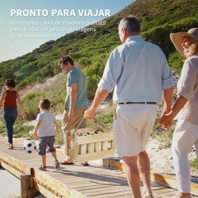Jogo de Bowling Finlandês em Madeira com 12 Pinos 1 Bastão e Caixa de Transporte para Adultos Jardim Madeira