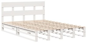 Cama sem colchão 150x200 cm madeira de pinho maciça branco