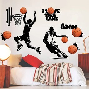 Autocolante de parede com nome - Basquetebol