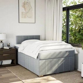 Cama boxspring com colchão 120x190 cm tecido cinzento-claro