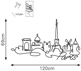 Acessório Decorativo de Parede Paris – Preto – 120 x 69 x 1,5 cm