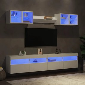 vidaXL 8 pcs conjunto de móveis de parede para TV com luzes LED branco