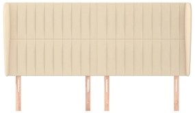 Cabeceira de cama c/ abas tecido 183x23x118/128 cm creme