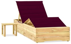 Espreguiçadeira de jardim com mesa e almofadão pinho impregnado