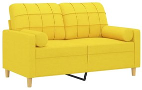 Sofá 2 lug. + almofadas decorativas 120 cm tecido amarelo-claro