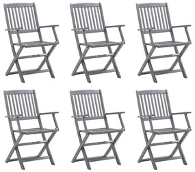 vidaXL Cadeiras de exterior dobráveis 6 pcs madeira de acácia maciça