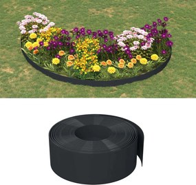 vidaXL Borda de jardim 10 m 20 cm polietileno preto