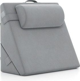 Conjunto de 3 almofadas em cunha para cama, com espuma viscoelástica ortopédica para as costas e as pernas, na cor cinzenta