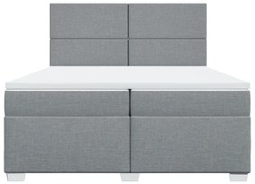 Cama com molas/colchão 200x200 cm tecido cinza-claro