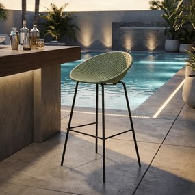 CONJUNTO DE 2 BANCOS DE BAR IBIZA 50X50X98 CM (ALTURA DO ASSENTO 75 CM) VERDE E PRETO