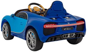 Carro elétrico para Crianças 12V Bugatti Chiron Rodas de EVA, Assento de couro Azul