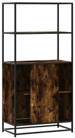 Armário alto 68x35x139 cm madeira e metal carvalho fumado