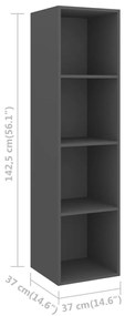 Armários de parede para TV 2 pcs derivados de madeira cinzento