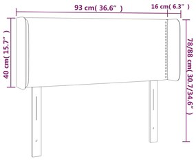 Cabeceira cama c/ luzes LED tecido 93x16x78/88cm cinza-escuro