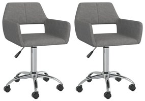 vidaXL Cadeiras de jantar giratórias 2 pcs tecido cinzento-claro