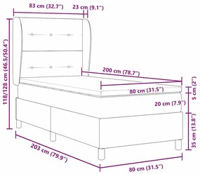 Cama Box com Colchão Cinza Claro 80 x 200 cm, Tecido de Qualidade.