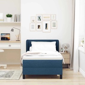 Cama Box com Colchão vidaXL Azul 100x200 cm Tecido
