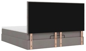 Estrutura de cama otomana com colchão tecido cinzento 160x200cm