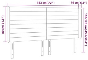 Cabeceira de cama c/ abas tecido 183x16x118/128 cm preto