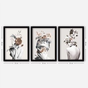 Pintura Decorativa em Moldura (3 Peças) 3SC06 – Multicolor – 35 x 45 c