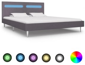 280970 vidaXL Estrutura de cama com LED 180x200 cm tecido cinzento