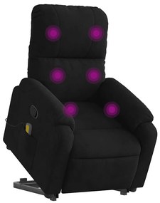 Poltrona de massagens reclinável elevatória microfibra preto