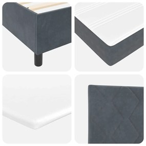 Cama Box com Colchão Cinza Escuro 100x200 cm em Veludo